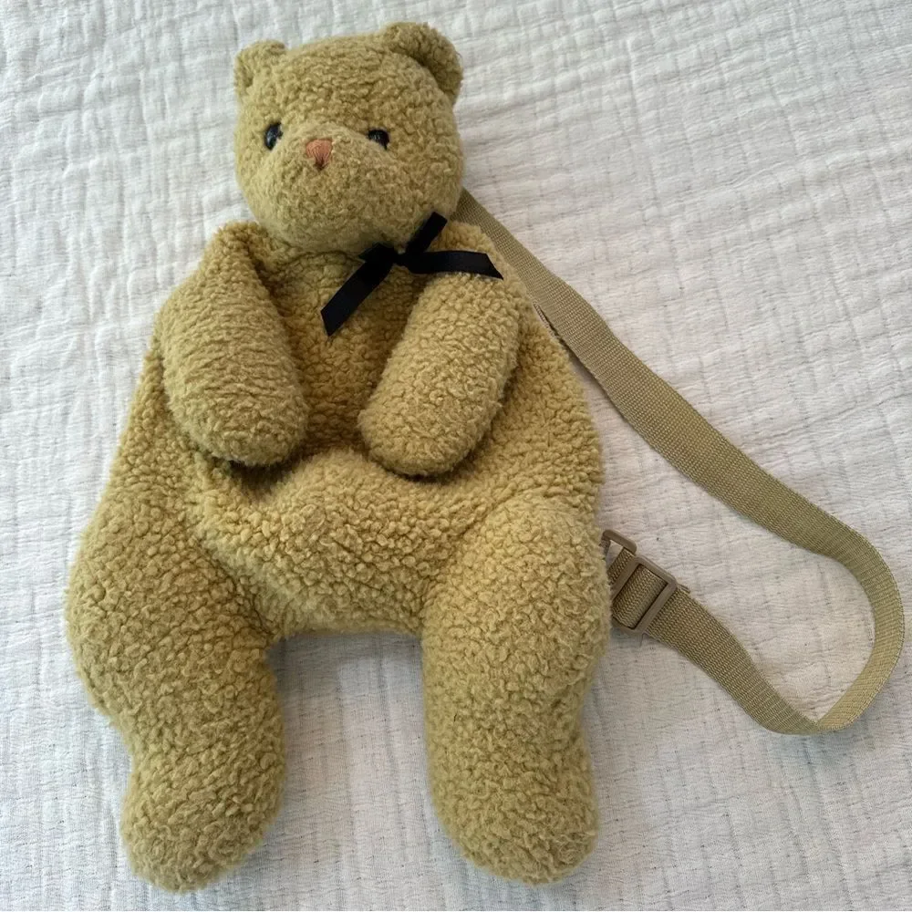 Vintage The Original Mango Teddy Bear SLING Plush 90s Y2K Retro Beige FLAW